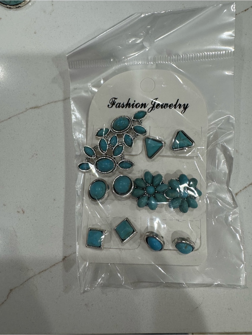 Fashion Jewelry Turquoise Blue Mixed Shape Earring Set